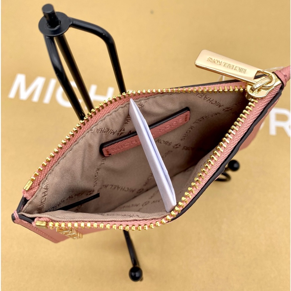 Michael Kors Medium Top Zip Card Case Wallet Coin Pouch Primrose - Picture 6 of 7